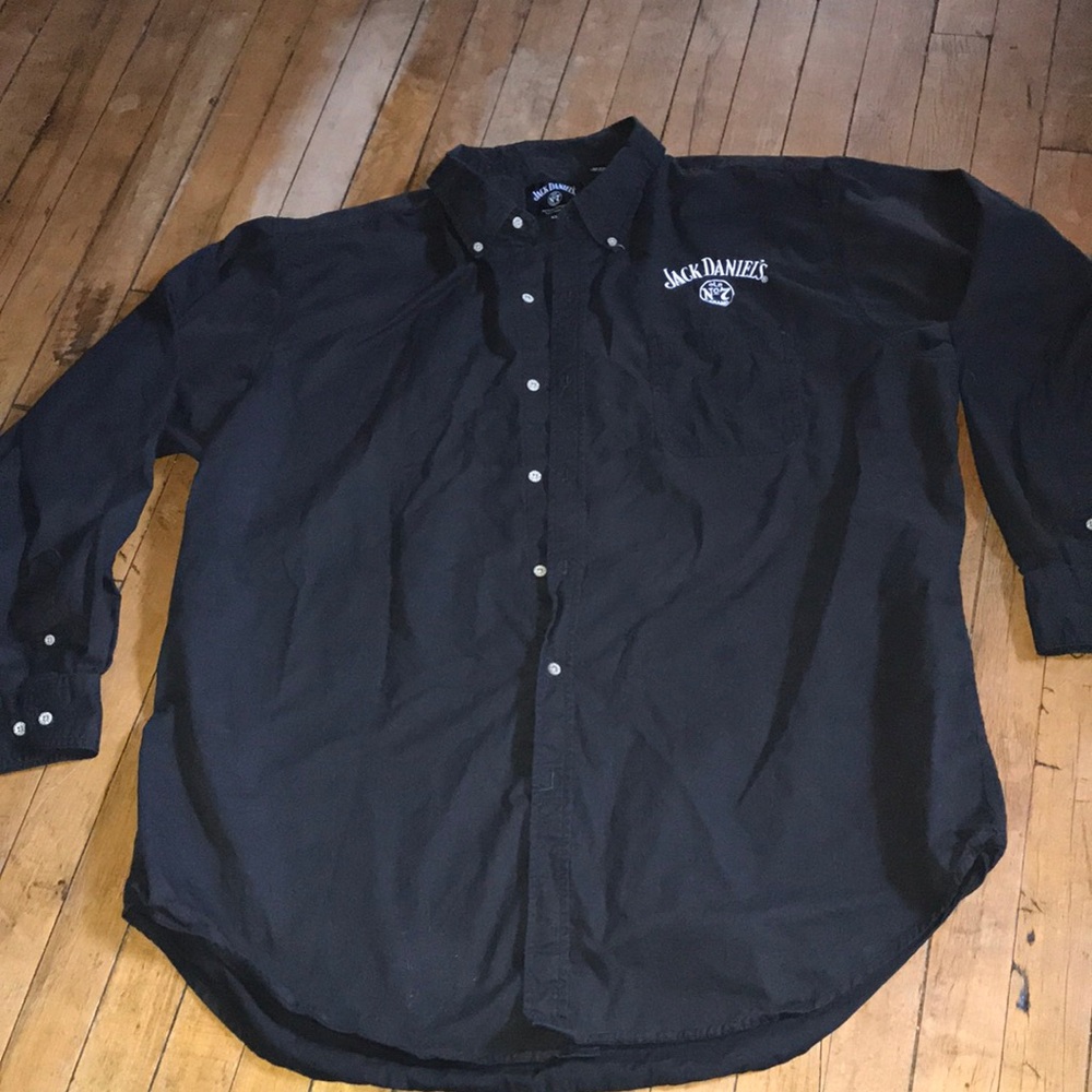 Jack‎ Daniels Black Men’s Button-Down Shirt with White Logo